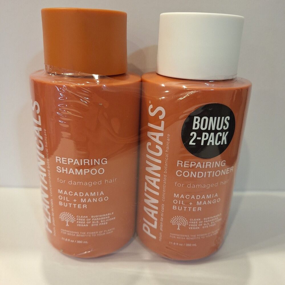 Plantanicals Repairing Shampoo & Conditioner Macadamia Oil Mango Butter 11.8 Oz